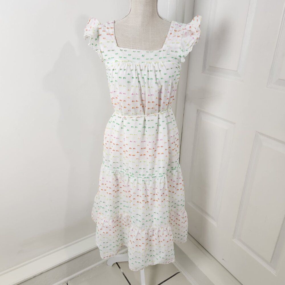Draper James Dress Womens XS White Clip Dot Flowy Tiered Boho Cottage Prairie - Picture 16 of 16